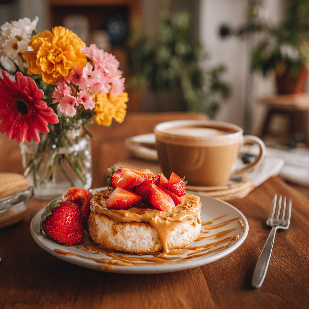 Rice Cake Breakfast Served with Coffee