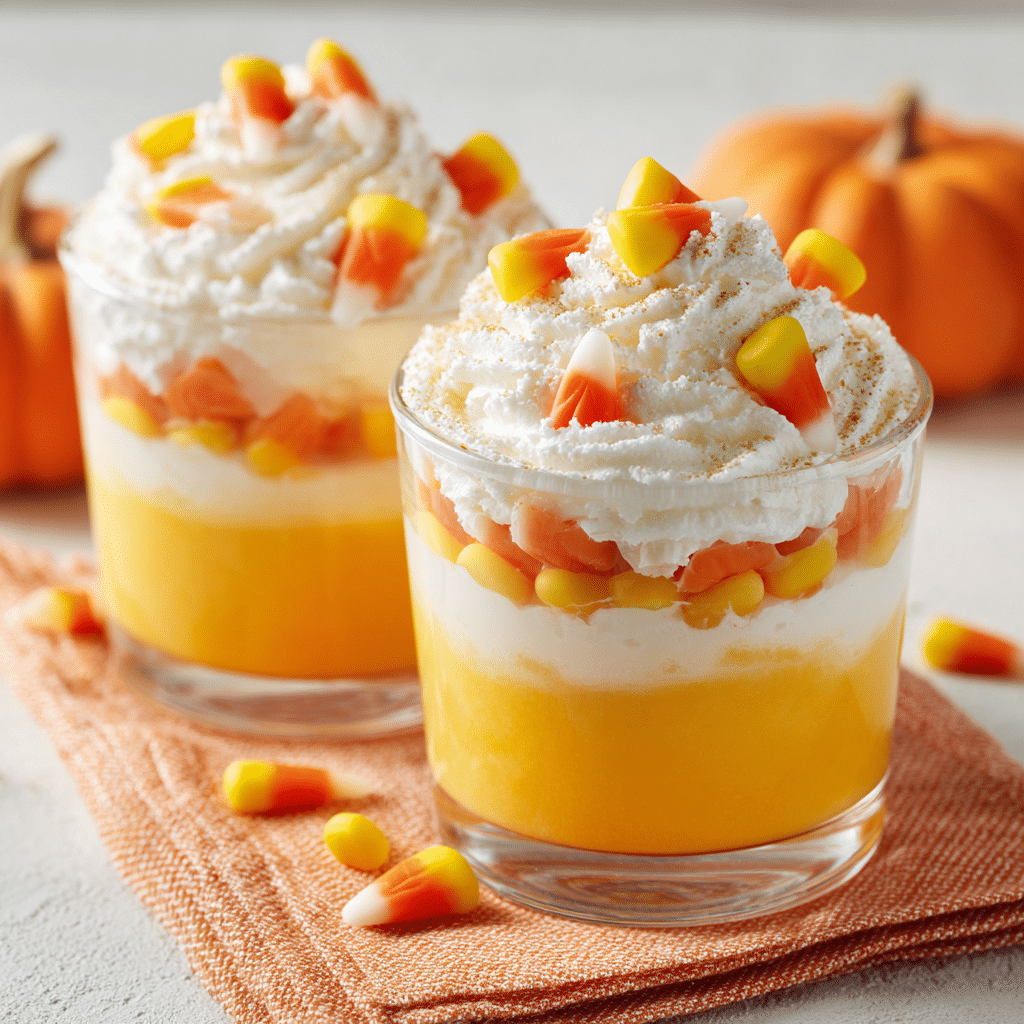 Adding Yogurt Layer to Candy Corn Parfait Jar