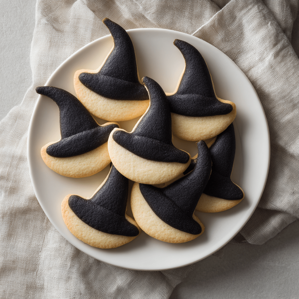 Plate of gluten-free Witches’ Hat Cookies served for Halloween