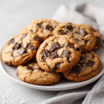 Soft & Chewy Gluten Free Chocolate Chip Cookies on white plate
