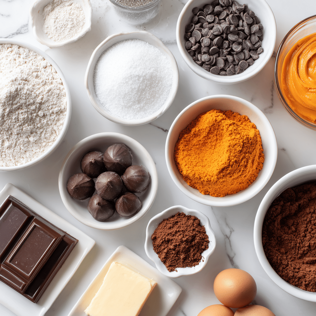 Ingredients for gluten-free Witches’ Hat Cookies on white counter
