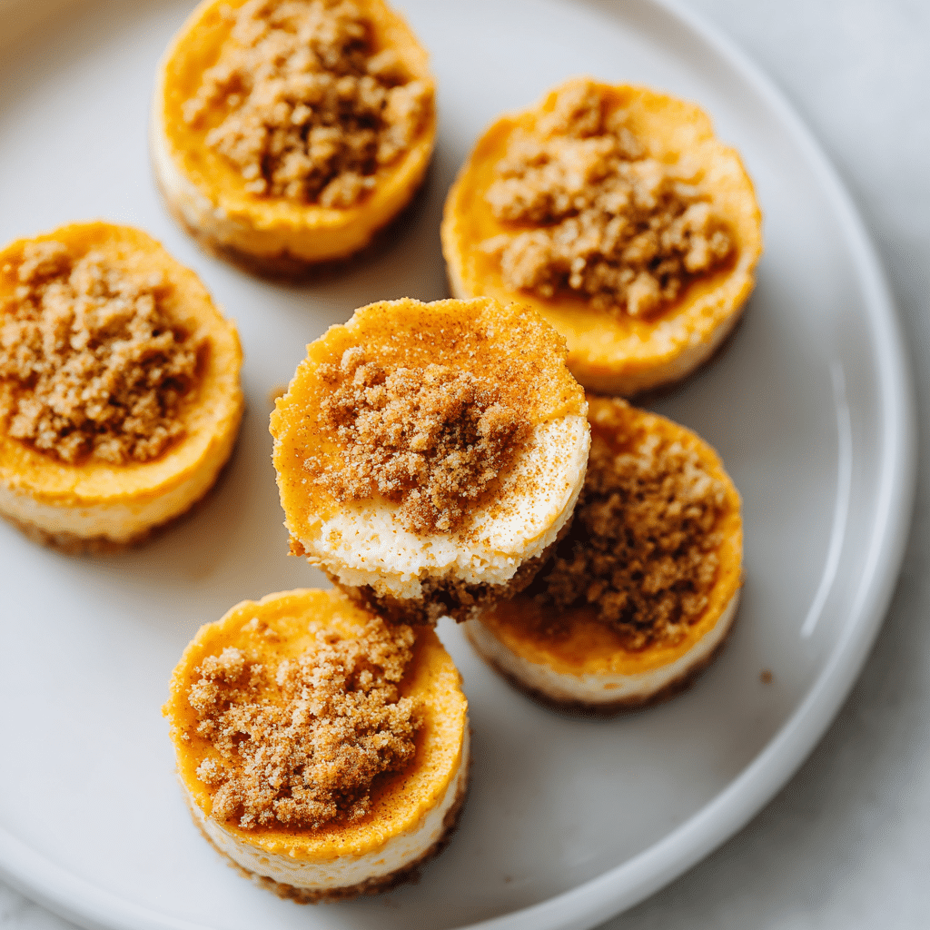 Pumpkin Cheesecake Bites on White Plate
