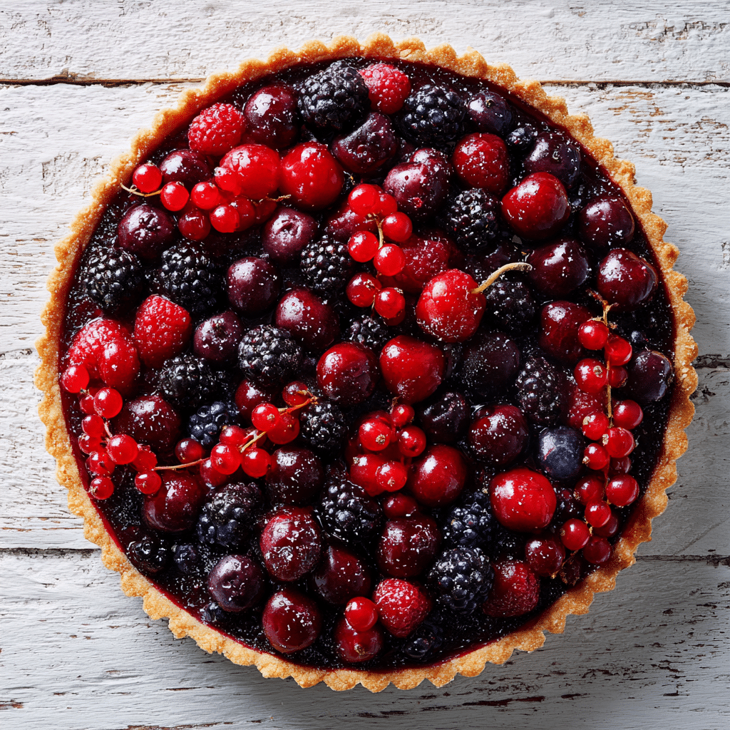 Dracula’s Blood Berry Tart with vibrant berry filling in golden crust