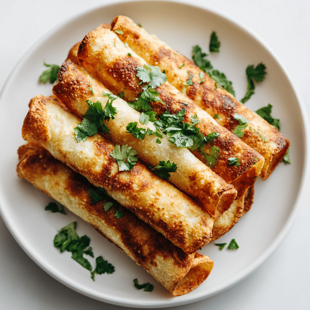 Easy Gluten Free Dairy Free Taquitos on white plate close-up