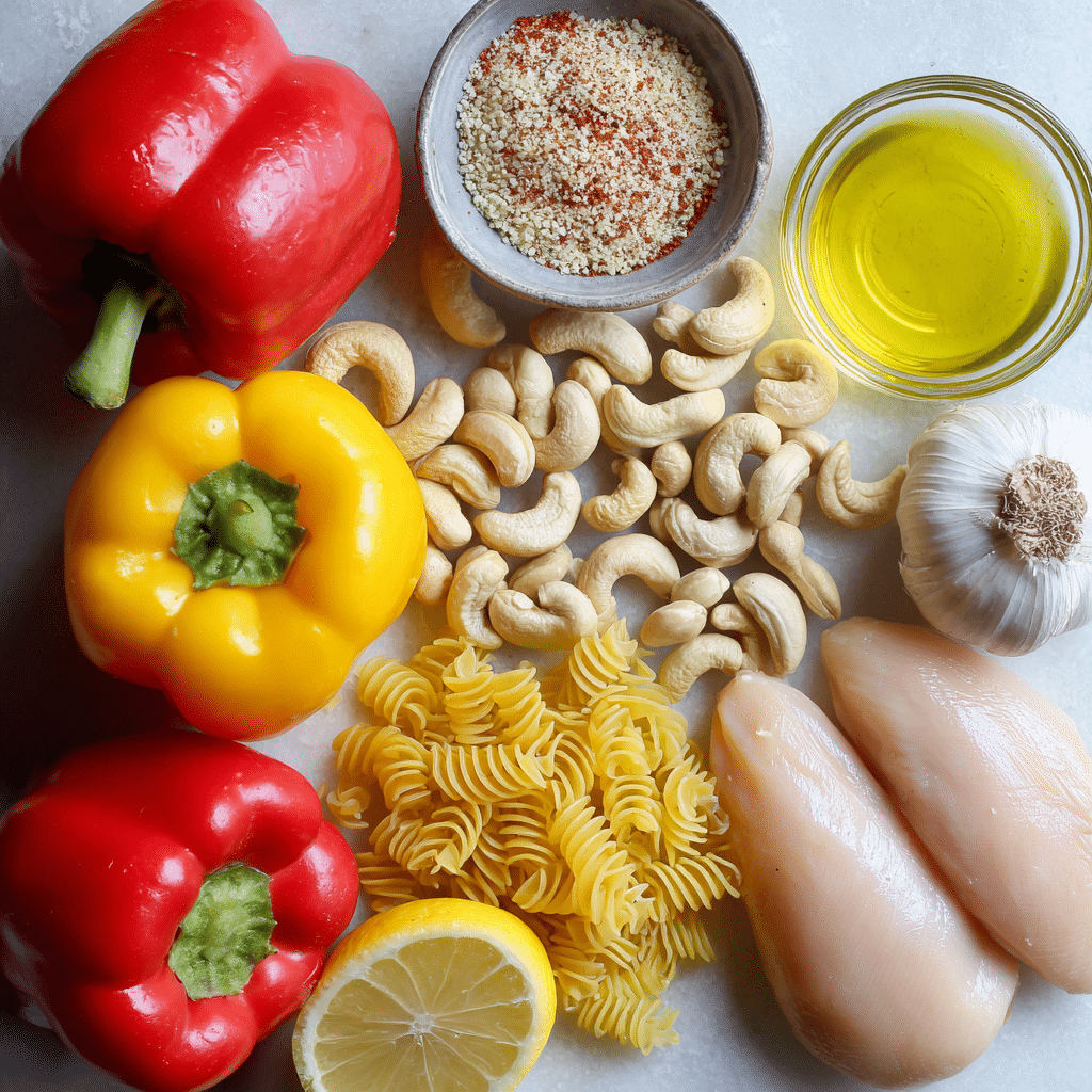 Ingredients for Cashew Cream Cajun Chicken Pasta – Dairy Free