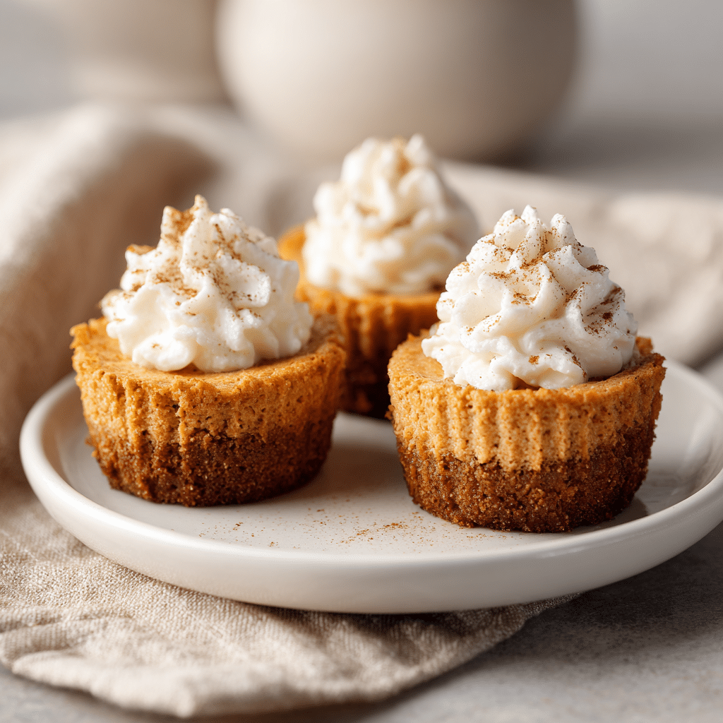 Served Pumpkin Cheesecake Bites with whipped cream topping