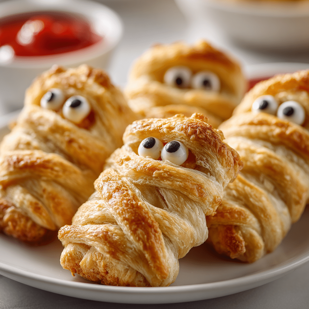Mummy Chicken Tenders close-up on white plate