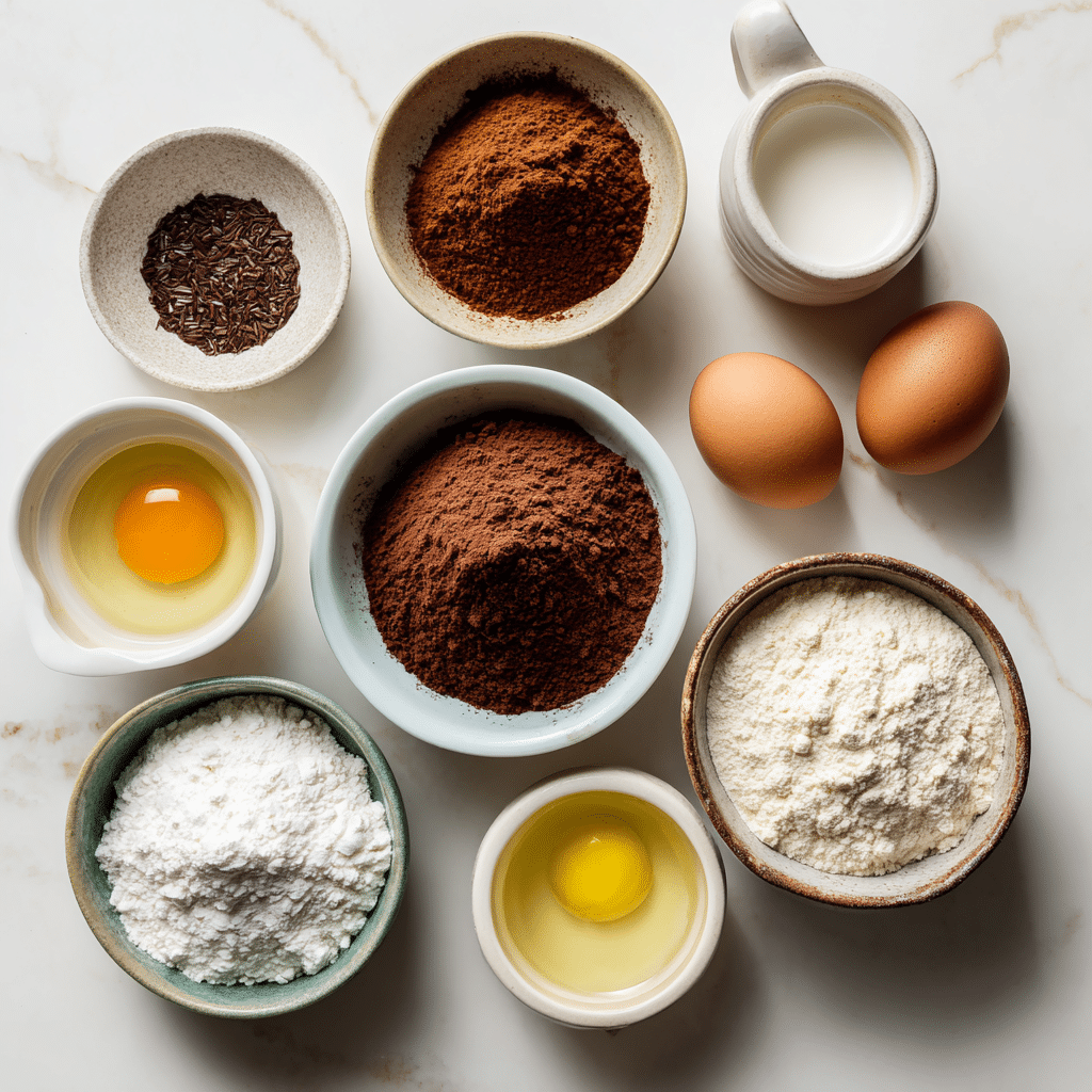 Ingredients for Gluten Free Dairy Free Chocolate Cake
