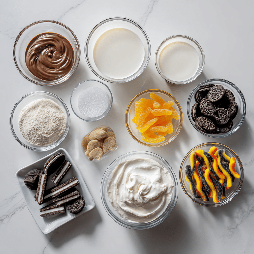 Ingredients for making Graveyard Pudding Cups