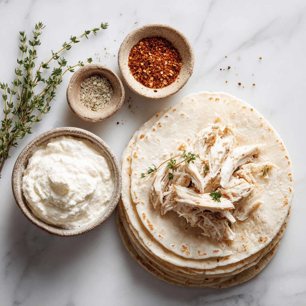 Ingredients for Easy Gluten Free Dairy Free Taquitos on white background
