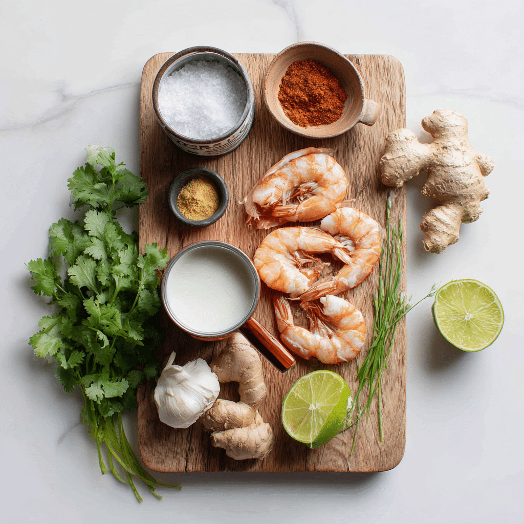 Gluten free Thai shrimp curry ingredients