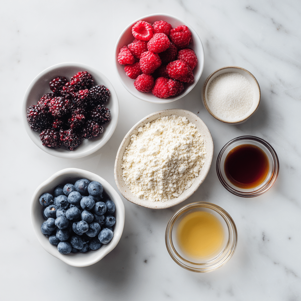 Gluten-free ingredients for Dracula’s Blood Berry Tart