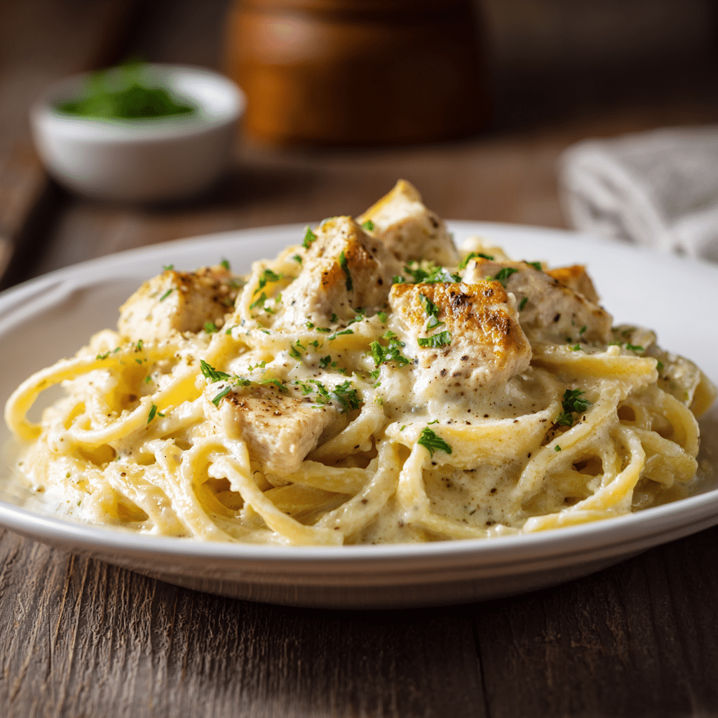 Plated One Pan Gluten Free Dairy Free Chicken Alfredo