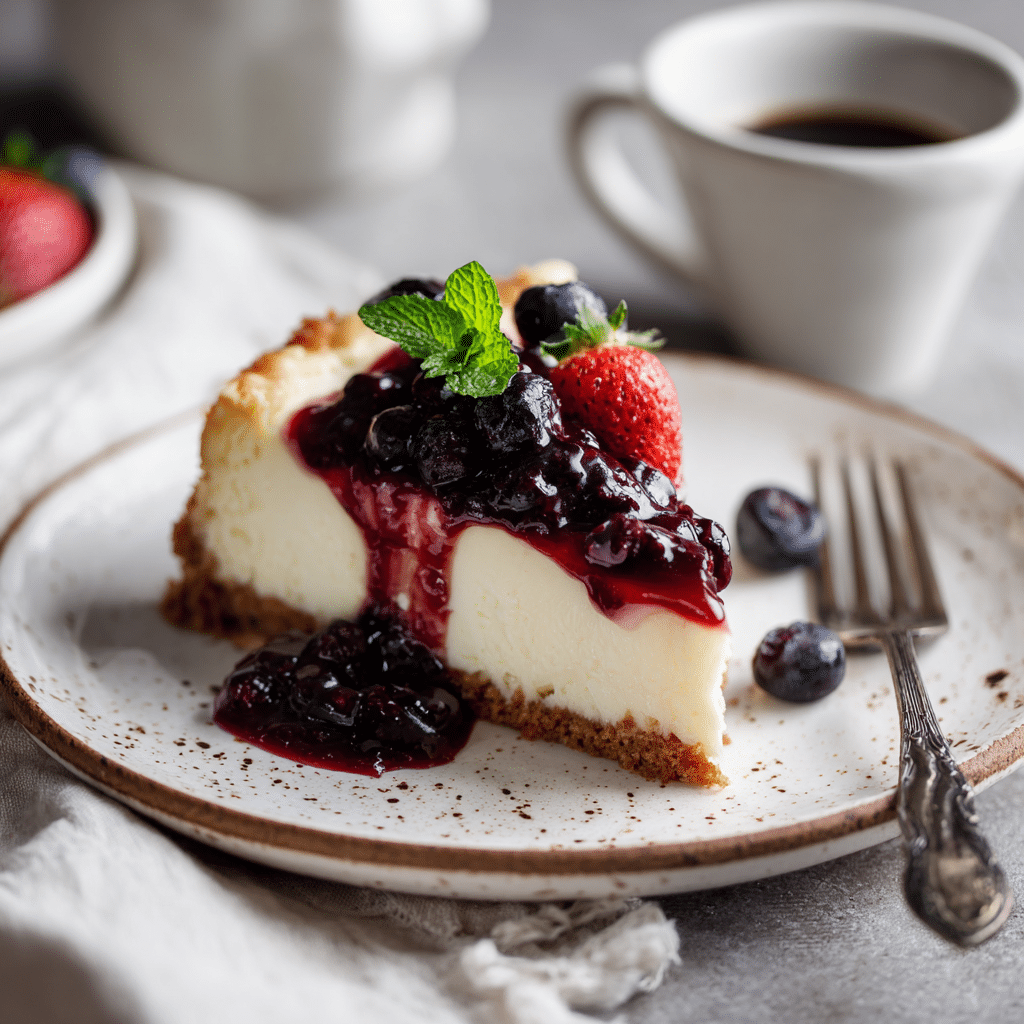 Served slice of dairy free gluten free cheesecake