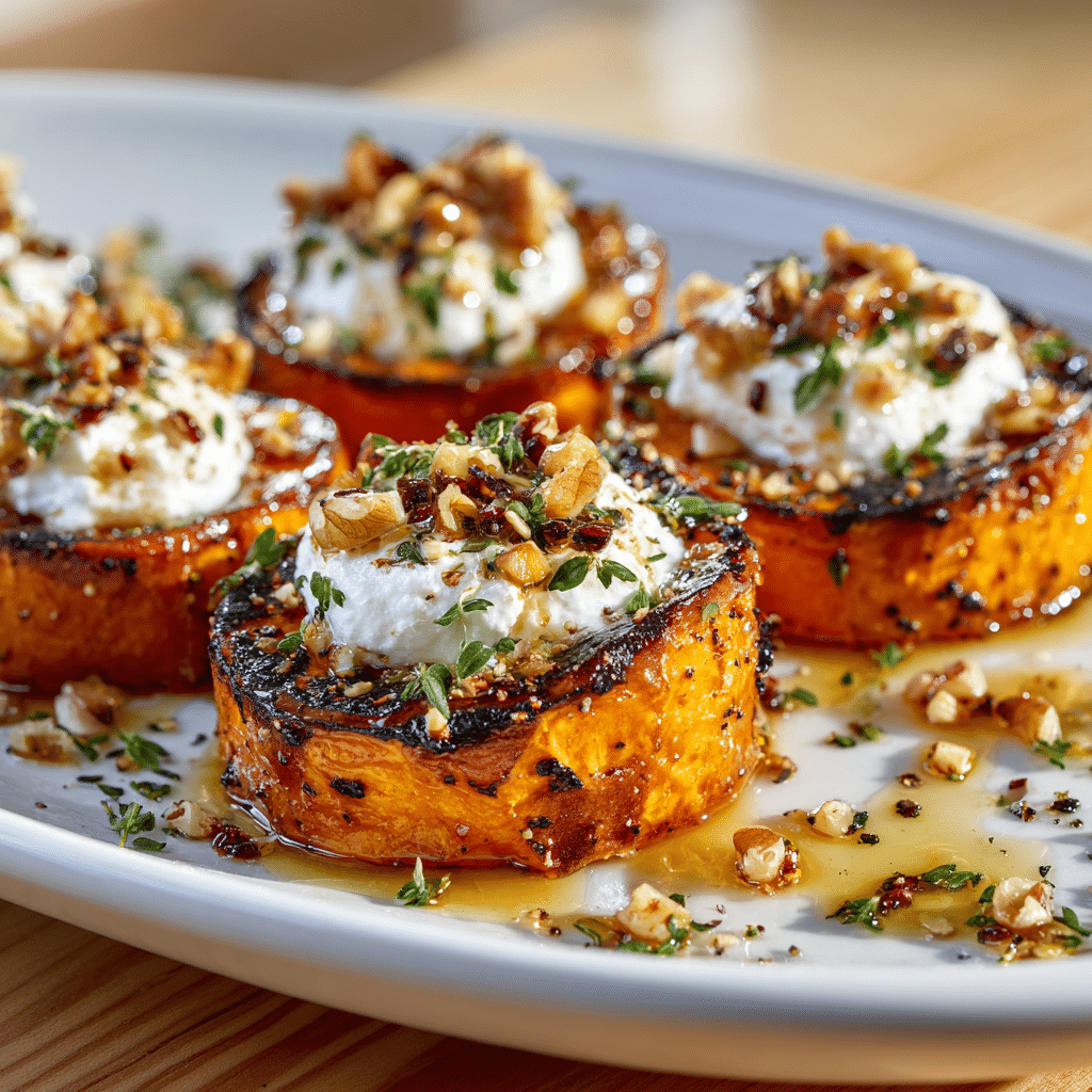 Platter of Sweet Potato Rounds with Goat Cheese and Honey