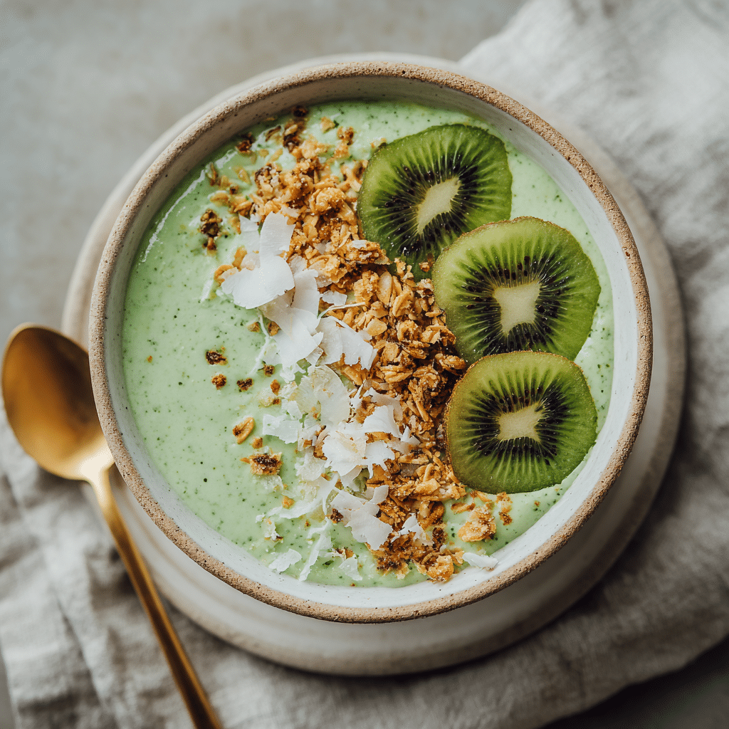 Served Monster Smoothie Bowl with gold spoon