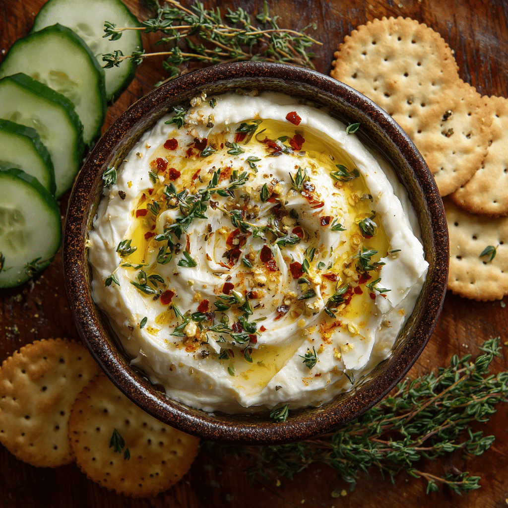 Roasted Garlic and White Bean Dip in rustic bowl with gluten-free sides