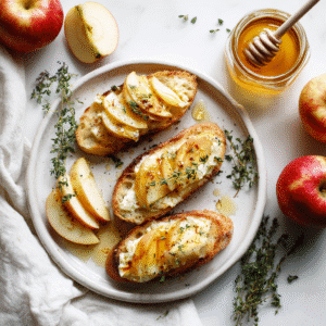Apple and Brie Crostini on Gluten Free Baguette