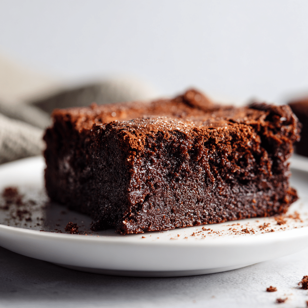Single serving of Gluten Free Fudge Brownie on white plate