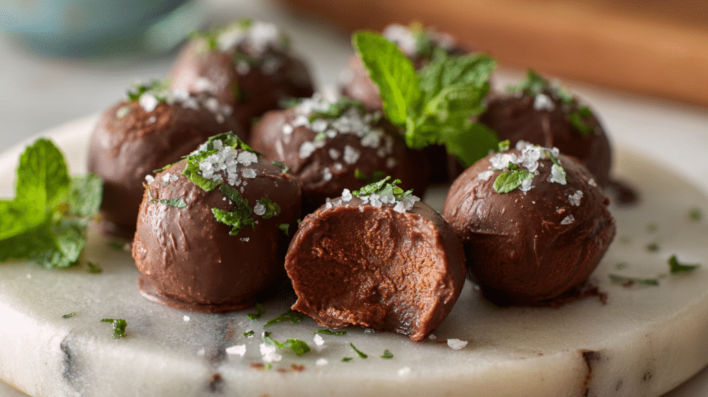 Dairy free gluten free truffles served on a plate
