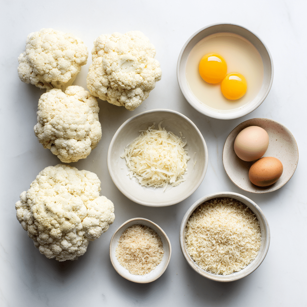 Ingredients for Parmesan Garlic Cauliflower Bites