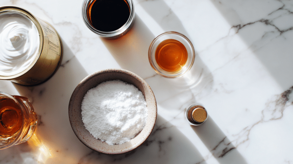 Ingredients for coconut whipped cream recipe