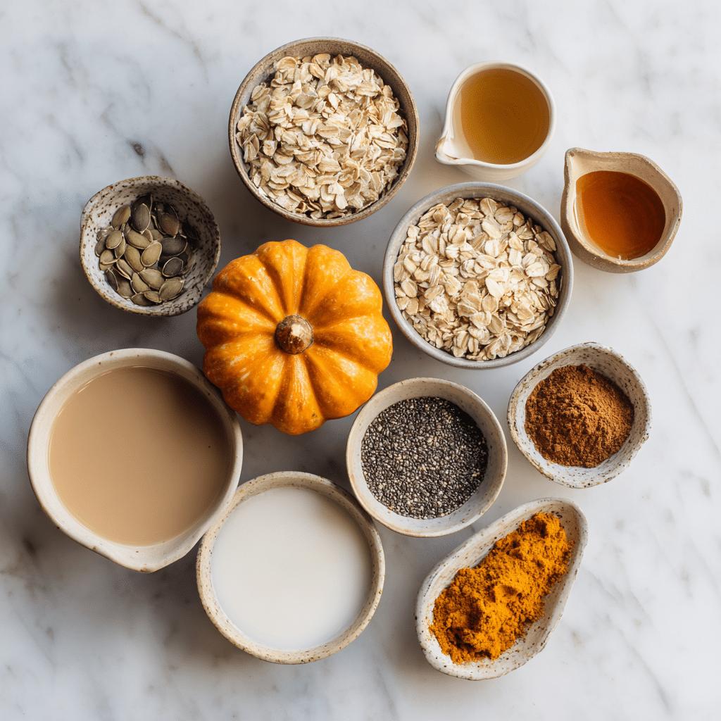 Ingredients for Pumpkin Spice Overnight Oats