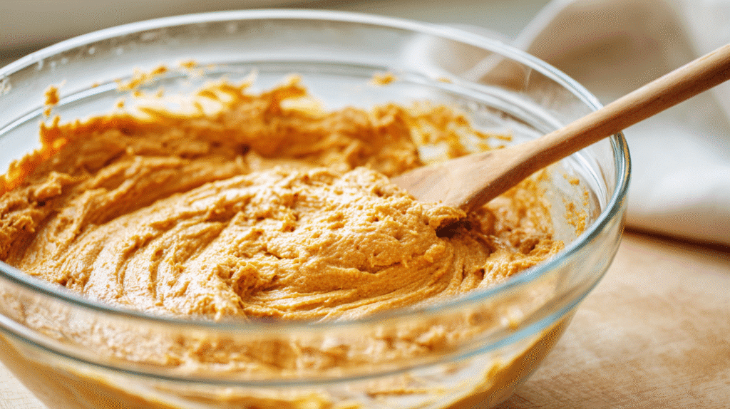 Mixing gluten free dairy free carrot cake batter