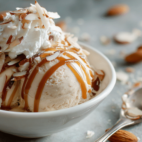 Banana Nice Cream Gluten Free Dairy Free in a rustic bowl