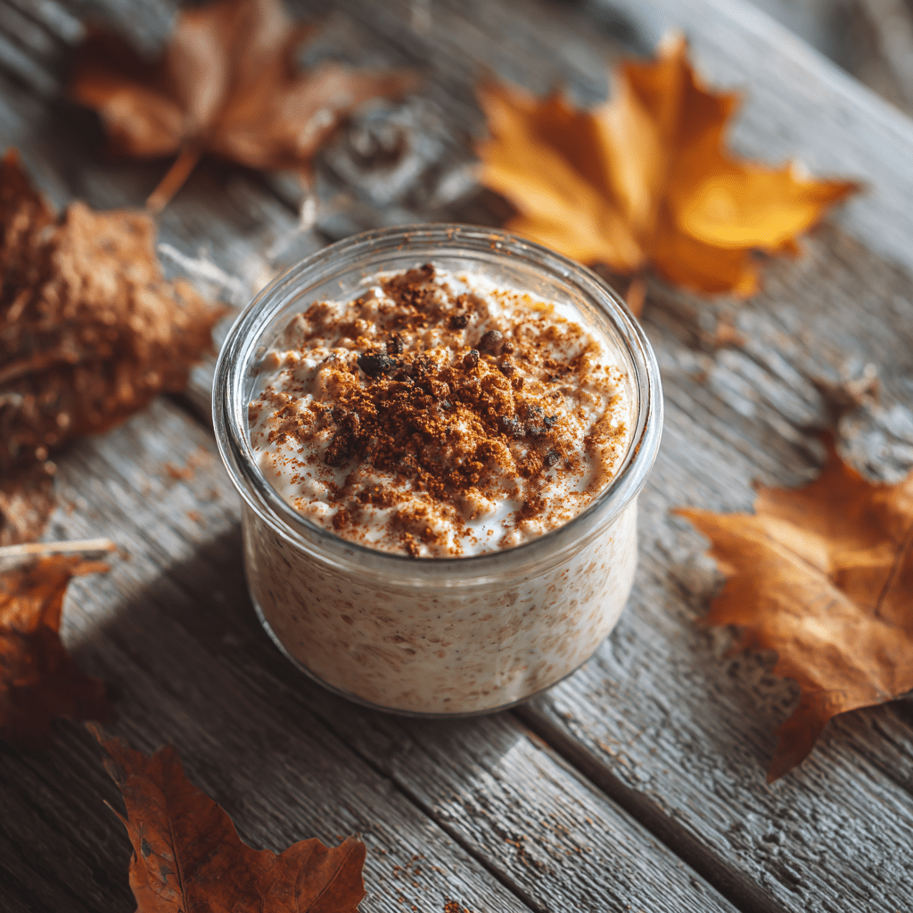 Pumpkin Spice Overnight Oats in fall jar