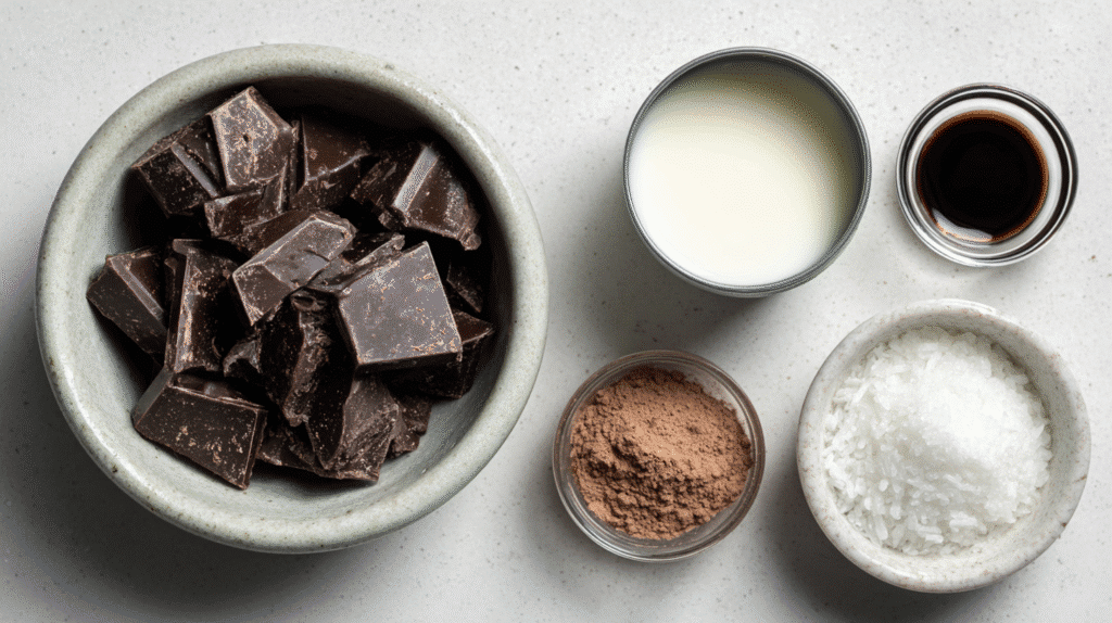 Ingredients for dairy free gluten free chocolate truffles