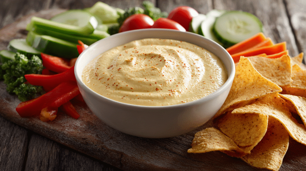 Dairy-Free Gluten-Free Nacho Dip with Veggies and Chips