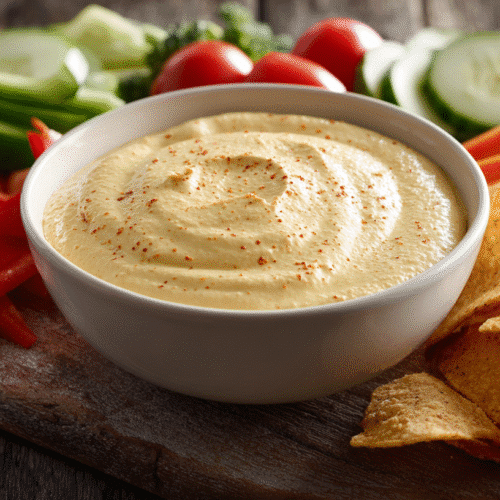 Dairy-Free Gluten-Free Nacho Dip with Veggies and Chips