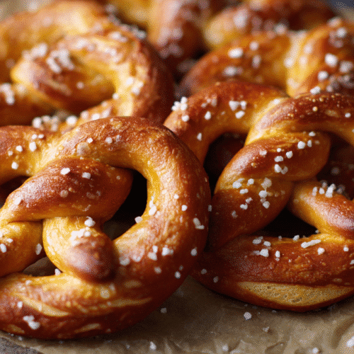 Easy Gluten-Free Soft Pretzels freshly baked on parchment