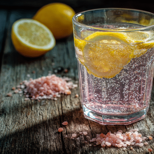 Morning mineral hydration tonic with lemon and salt