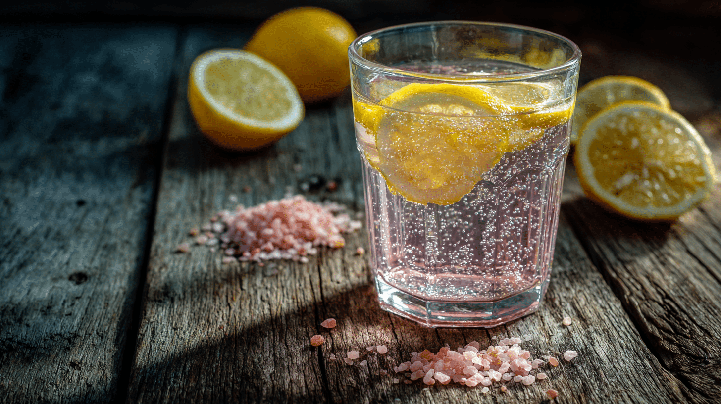 Morning mineral hydration tonic with lemon and salt
