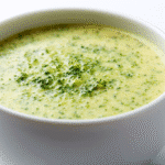 Broccoli Cheese Soup Gluten Free in White Bowl
