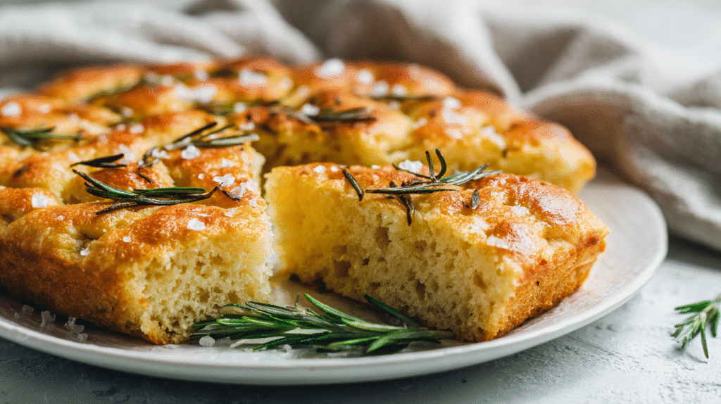 Easy Gluten Free Focaccia with rosemary and sea salt