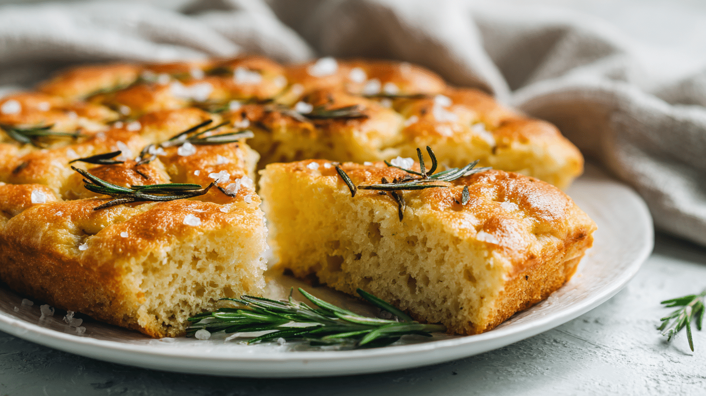 Easy Gluten Free Focaccia with rosemary and sea salt