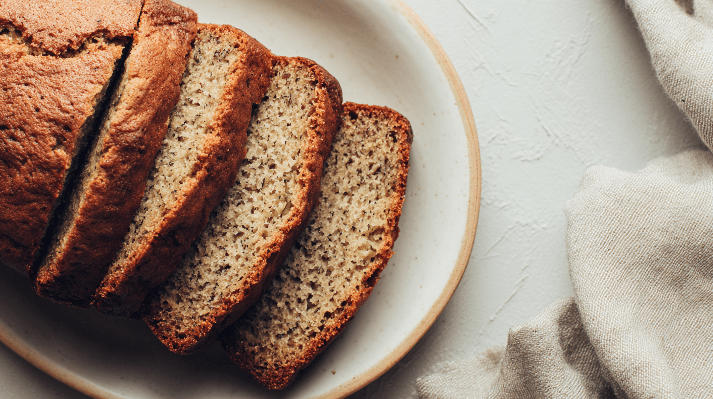 gluten free banana bread sliced on plate