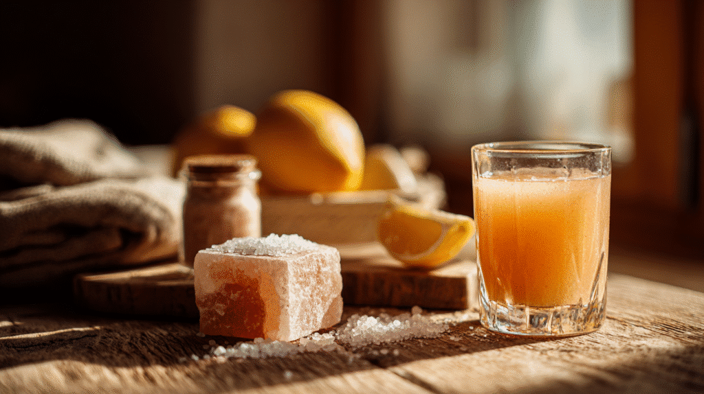 adrenal reset morning drink in Tuscan kitchen