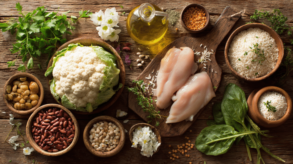 Ingredients for gluten free bulk cooking meals