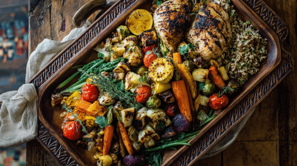 Gluten free large portion meals on platter