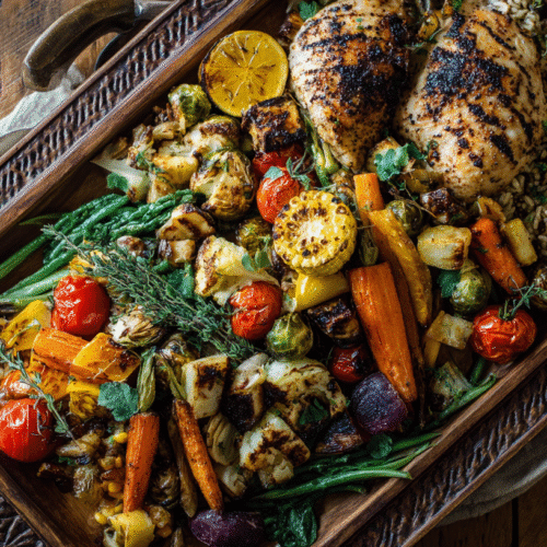 Gluten free large portion meals on platter