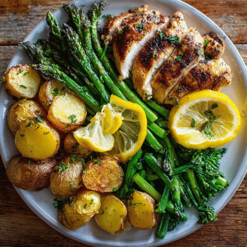 simply gluten free full plate dinners on rustic table