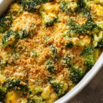 Dairy-Free Broccoli Cheddar Casserole in baking dish