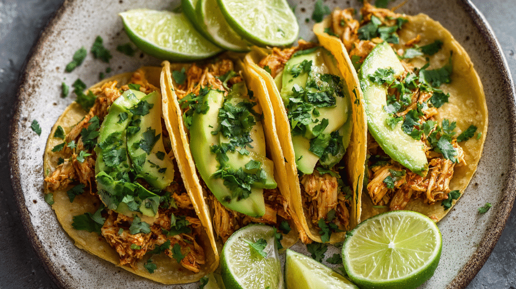 Gluten-Free Mini Chicken Tacos on rustic plate