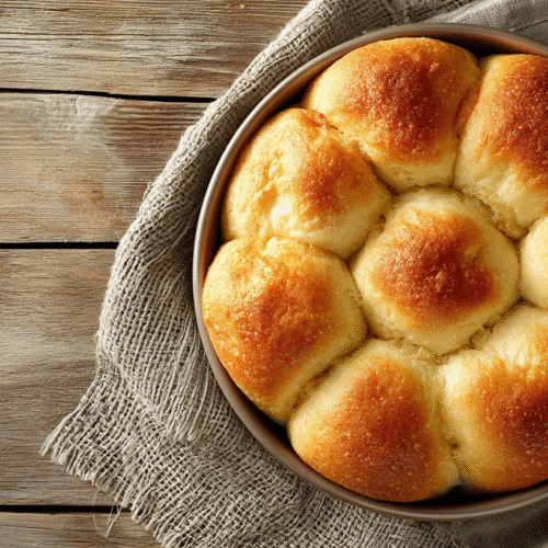 Gluten free dinner rolls fresh out of the oven in a baking dish