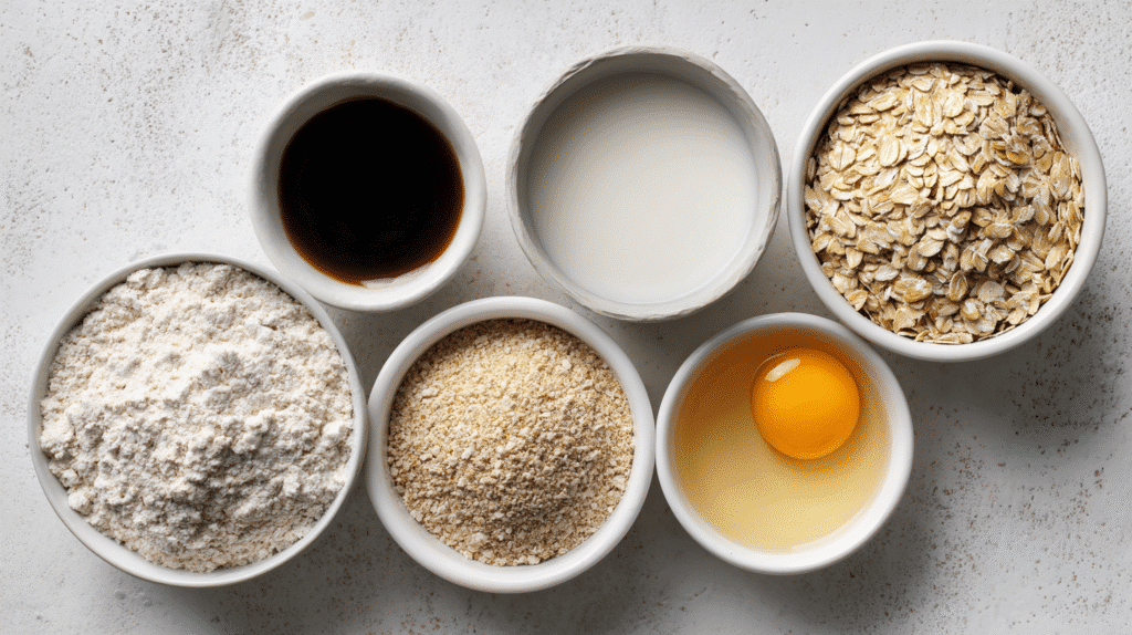 Ingredients for gluten free oatmeal bread