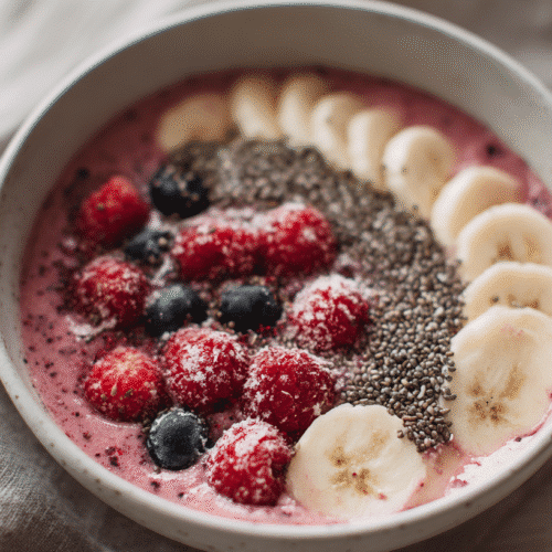 200 Calorie Gluten Free Smoothie Bowl with berries